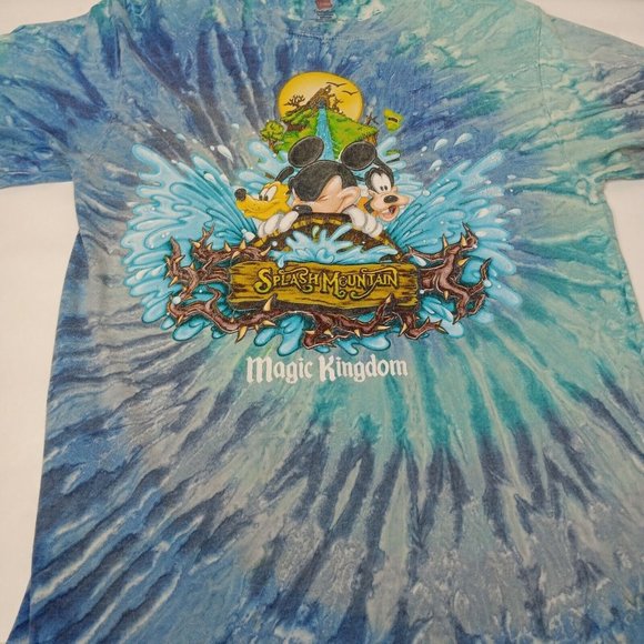 Walt Disney Magic Kingdom Splash Mountain S T Shirt Blue Tie Dye Mickey Donald - Picture 7 of 15